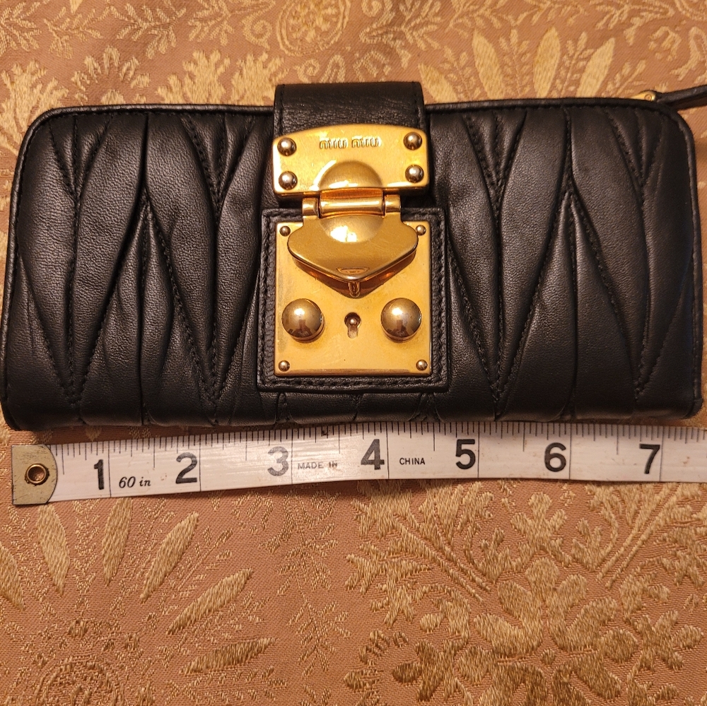 MIU MIU BLACK WALLET WITH GOLD HARDWARE